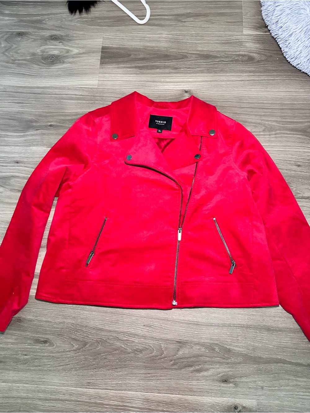Torrid Red Faux Suede Moto Blazer